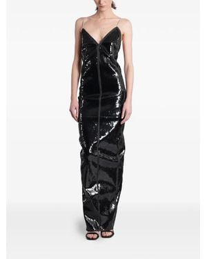 Rick Owens Maillot Gown Sequin-Embellished Open-Back Cotton Maxi Dress - Black
