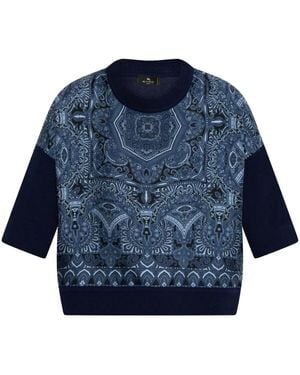 Etro Paisley-Print T-Shirt - Blue