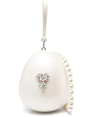 Simone Rocha Large Pearl Egg Clutch Bag - White