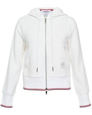 Thom Browne Bouclé-Knit Zip-Up Hoodie - White