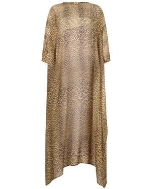 Roberto Cavalli Leopard-Print Kaftan Dress - Natural