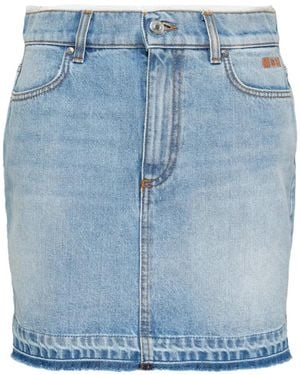 MSGM Raw-Cut Frayed-Hem Skirt - Blue