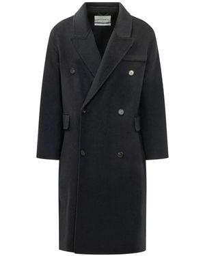 Amaranto Double-Breasted Peak-Lapels Coat - Black
