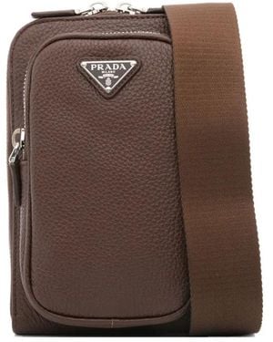 Prada Messengertas Met Logo - Bruin