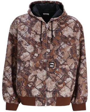 Obey Hooded Print Jacket - Brown