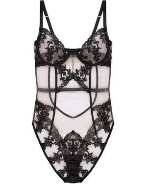 Fleur Of England Onyx フローラルレース ボディスーツ - ブラック