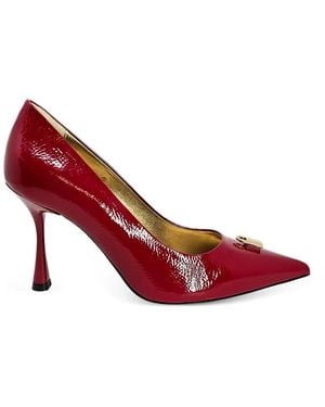 Madison Maison X Joan Hornig Lock-Embellishment Pointed-Toe Pumps - Red