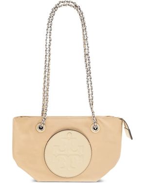 Tory Burch Logo-Patch Chain Tote Bag - Natural