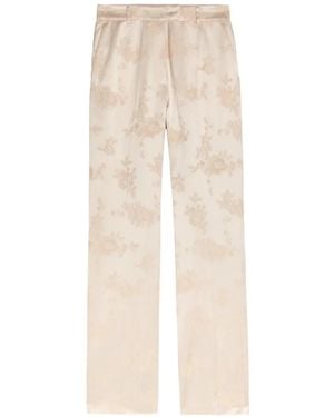 Ganni Floral-Jacquard Trousers - White