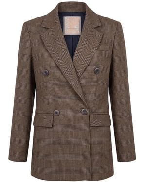ANNAMARIAPALETTI Prince Of Wales Check Double-Breasted Blazer - Brown