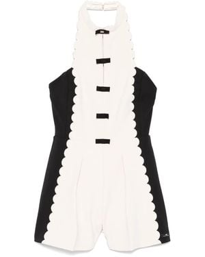 Elisabetta Franchi Krepp-Playsuit Mit Wellensaum - Natur
