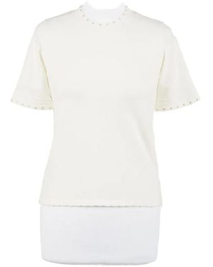 Twinset Scalloped Sweater With Studs - White