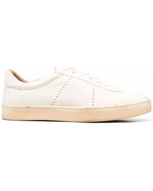 Eleventy Low-Top Leather Sneakers - Natural
