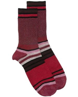 Alto Milano Calcetines a rayas - Rojo