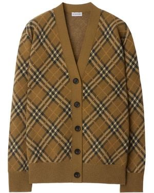 Burberry Check Wool-Mohair Cardigan - Brown