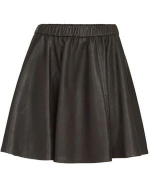 Brunello Cucinelli Polished Nappa-Leather Mini Circle Skirt - Black