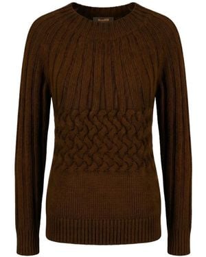 Moorer Anetta Cable-Knit Ribbed Sweater - Brown