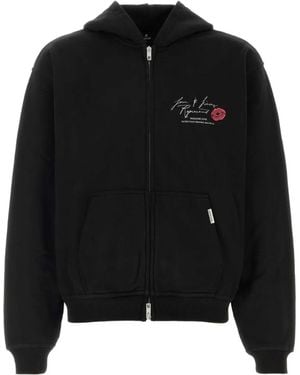 Represent Logo-Print Zip-Up Hoodie - Black