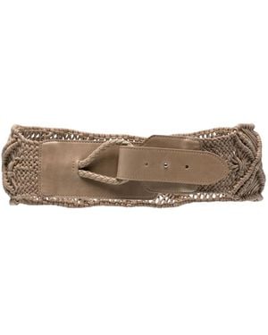 Eleventy Braided Leather Belt - Natural
