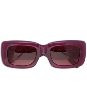 The Attico X Linda Farrow Marfa Rectangle-Frame Sunglasses - Purple