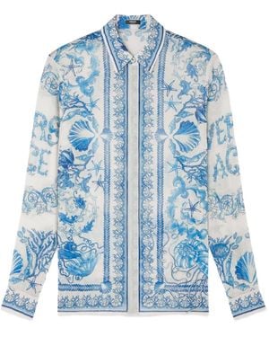 Versace Underwater Barocco Crêpe Shirt - Blue