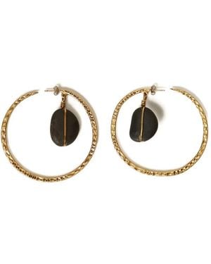 Twinset Hammered-Hoop Stone Earrings - Metallic