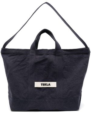 Tekla Bolso de playa con logo bordado - Azul