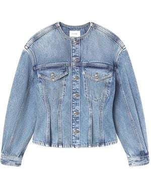 FRAME Nipped Collarless Jacket - Blue