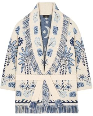 Alanui Echoes Of The Island Wool And Cotton Cardigan - Blue
