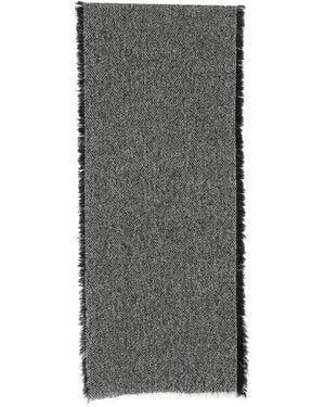 Faliero Sarti Herringbone-Weave Frayed Scarf - Gray