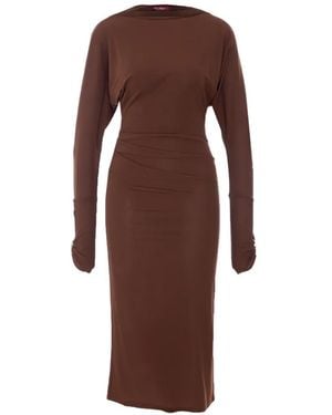 blue dress for baby girl Amelita Long Sleeve Textured Maxi Dress Brown | Wedding Guest Dress | Long Sleeve main image 0