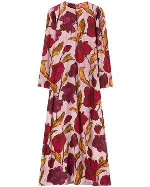 La DoubleJ Floral Long-Sleeved Maxi Dress - Red