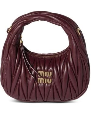 Miu Miu Wander Matelassé Leather Mini-Bag - Purple
