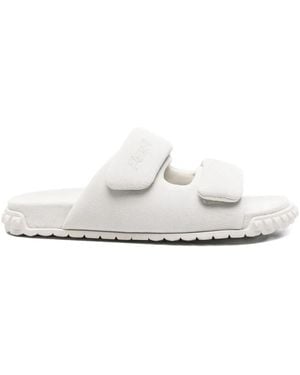 Ash Twist Slip-On Suede Slide Sandals - White