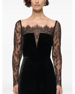 Roland Mouret Lace-Insert Velvet Gown - Black