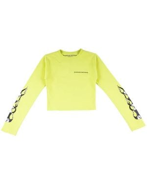 Chrome Hearts X Matty Boy 99 Eyes Flame-Print Cropped T-Shirt - Yellow
