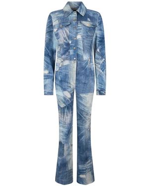 Roberto Cavalli Patchwork-Effect Denim Jumpsuit - Blue