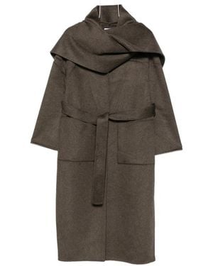 The Dynamis Studio Scarf-Detail Belted Coat - Brown