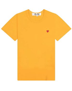 COMME DES GARÇONS PLAY Heart-Embroidered T-Shirt - Yellow