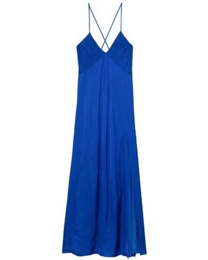 Zadig & Voltaire Robe Satinée Rayonne À Coupe Longue - Blue