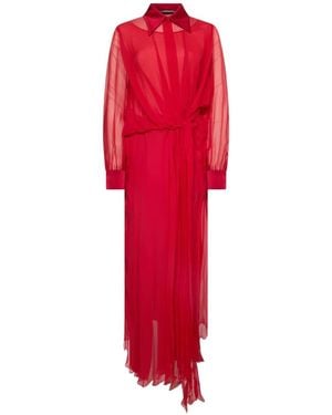 Alberta Ferretti Knot-Detail Silk Maxi Dress - Red
