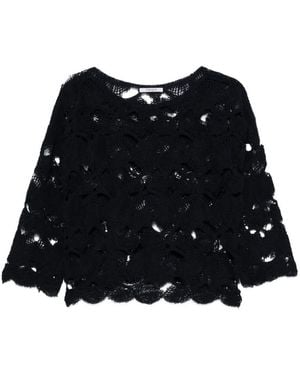 Kangra Crochet-Lace Top - Black