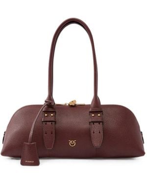 Pinko Love Birds Leather Tote Bag - Purple