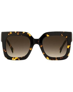 Carolina Herrera Tortoiseshell-Effect Square-Square-Square-Frame Sunglasses - Black