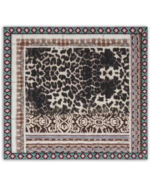 Pierre Louis Mascia Aloeuw Leopard Geometric Silk Scarf - Natural