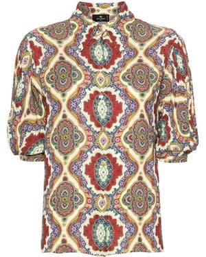 Etro Graphic-Print Cady Blouse - Red