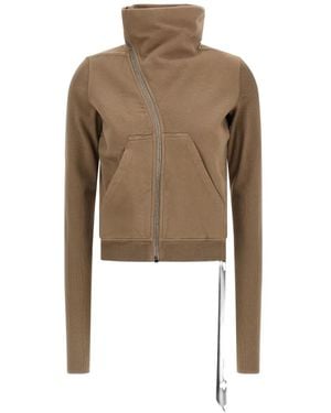 Rick Owens Turtleneck Asymmetrical-Zip Sweatshirt - Natural