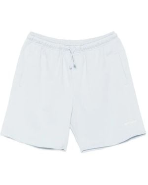 WRSTBHVR Logo-Embroidery Raw-Cut Shorts - White
