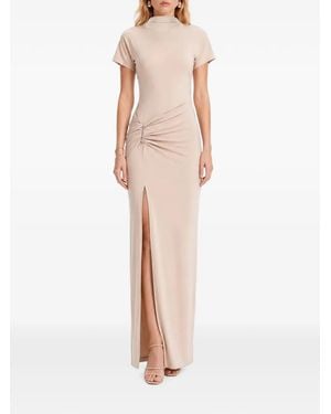 Hamza Ruched Slit-Detail Maxi Dress - Natural