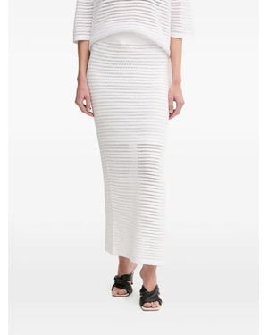 MARC AUREL Openwork Slit Lang Skirt - White